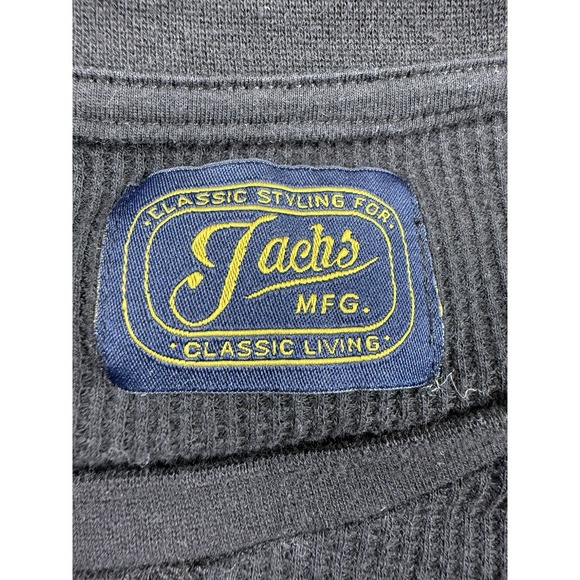 Jachs MFG Men's XXL Waffle Knit Thermal Shirt Black Long Sleeve Crewneck Cotton - Picture 3 of 6